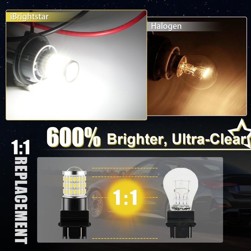 iBrightstar مصباح LED أبيض iBrightstar 3157، مصابيح إضاءة عكسية 4157 3156 LED فائقة السطوع لمصابيح الفرامل الخلفية ومصابيح الإضاءة الاحتياطية ومصابيح إشارة الانعطاف، عبوة 2 - Image 2